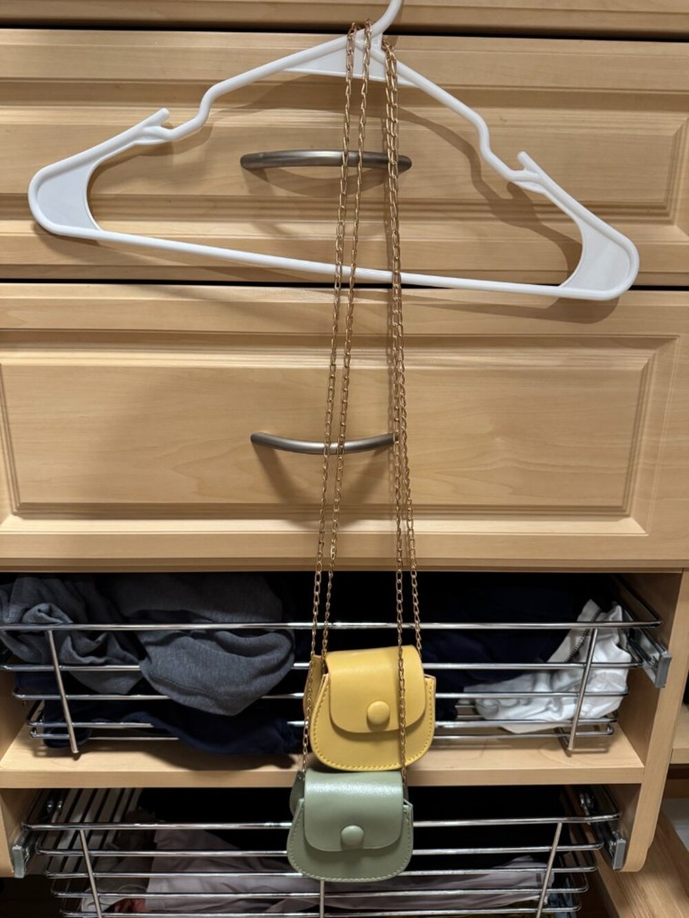 Set of 2 Mini Chain-Strap Saddle Bags Yellow Mint